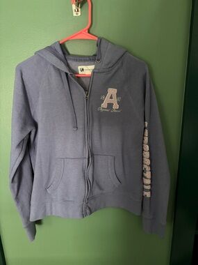 Aeropostale Navy Zip-Up Hoodie with Light Pink Logo
